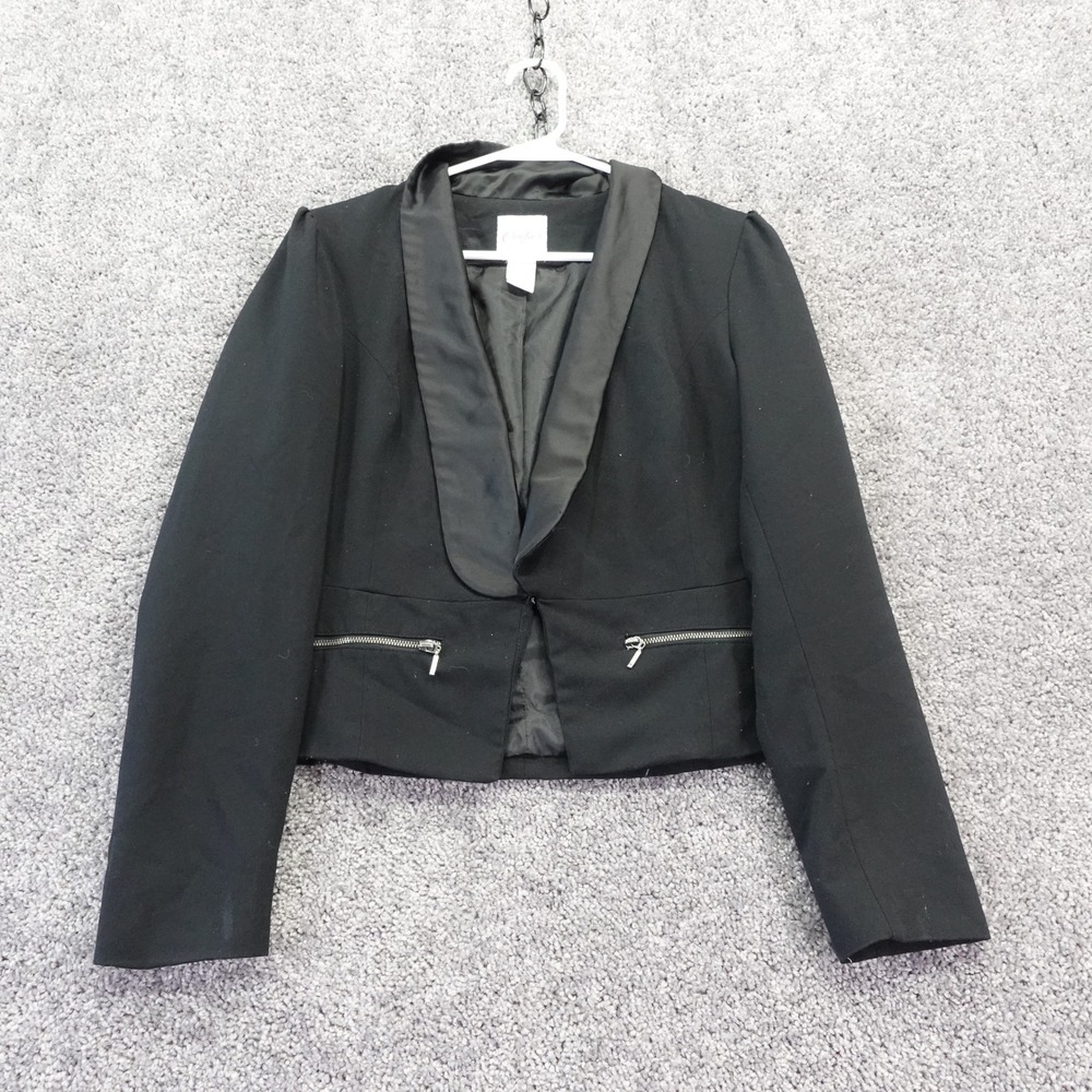 Candies Blazer Girls Large Black Tuxedo Shawl Lapel Bow Back Zipper Pockets L